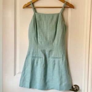 Reformation Phillipa Linen Dress In Aquamarine, brand new, without tags.